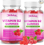 Vitamin B2 Gummies 400mg – Riboflavin Supplement with Magnesium for Kids & Adults | Supports Nervous System & Energy Production | Sugar Free, Vegan, Non-GMO, Raspberry Flavor - 120 Count