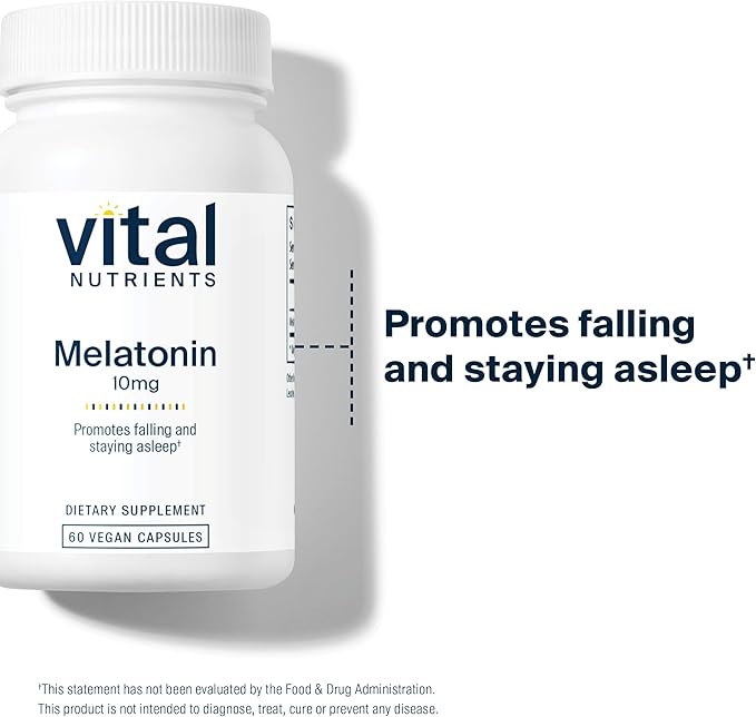 Vital Nutrients Melatonin 10mg - Vegan - Sleep Supplement to Support the Body's Natural Sleep Cycle* - Gluten, Dairy, Soy Free - 60 Capsules