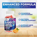 Vitamin B Complex Gummies - Extra Strength Super B Vitamin Gummy with Vitamin C For Immune Support - Energy Support Supplements with Folic Acid, Niacin, B6, B12 & Biotin for Men & Women - 120 Gummies