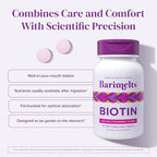 BariMelts Biotin 5000mcg, 180 Fast-Dissolving Tablets (6-Month Supply), Sugar-Free Bariatric Vitamins for Women, Natural Strawberry Flavor