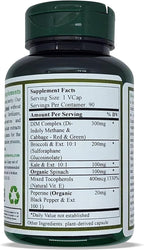 Green Organic Supplements DIM, Diindolylmethane, Indole-3-Carbinol, Broccoli, 90 VCaps, High Absorbable, Non-GMO, Gluten-Free, (Single)