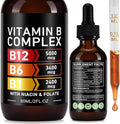 Organic Vitamin B Complex Drops for Men & Women | Vitamin B12 Methylcobalamin, B6, B1, B9 for Metabolic Health Support | Immune Support, Non-GMO, Gluten Free - 2 Month Supply 60ML