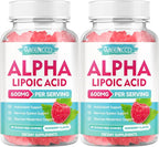2 Pack Alpha Lipoic Acid Gummies 600mg - ALA Supplement for Antioxidant Support, Vegan, Sugar-Free, Raspberry Flavor, 120 Count
