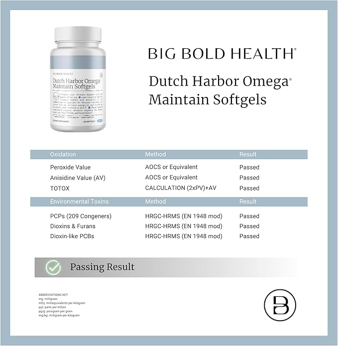 Big Bold Health Dutch Harbor Omega Maintain Softgels - Premium Alaskan Cod Liver Oil (120 Count) - Sustainably Sourced Omega-3 Supplement with EPA, DHA, DPA - Natural Vitamins A & D - MSC Certified