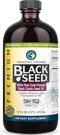 Amazing Herbs Premium Black Seed Oil - Cold Pressed Nigella Sativa Aids in Digestive Health, Immune Support, Brain Function, Joint Mobility, Gluten Free, Non GMO - 16 Fl Oz