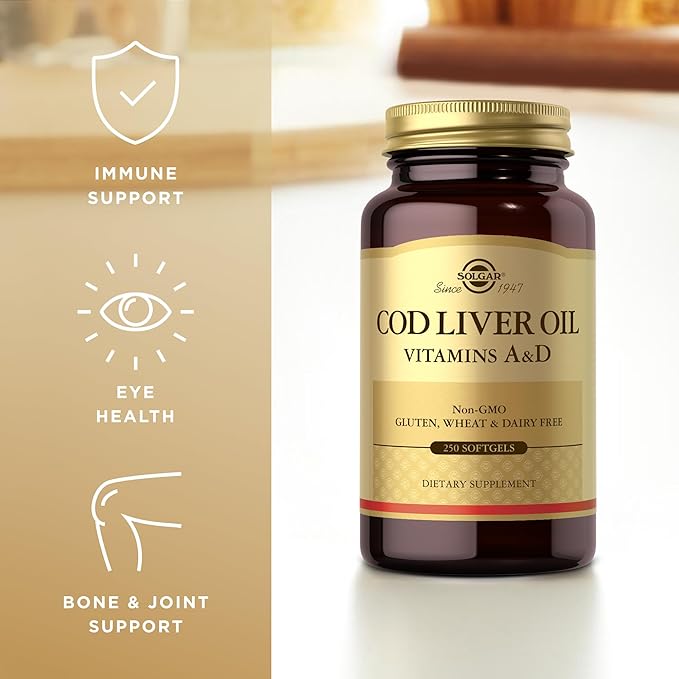 Solgar Cod Liver Oil - 250 Softgels, Pack of 2 - Provides Vitamins A & D - Non-GMO, Gluten Free - 500 Total Servings