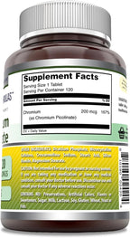 Amazing Formulas Chromium Picolinate Supplement | 200 Mcg Per Serving | Tablets | Non-GMO | Gluten Free | Made in USA (120 Count)