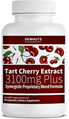 5 in 1 Tart Cherry Extract 3100mg with Bromelain & Chanca Piedra - Support Healthy Uric Acid Levels Already Within Normal Range, Joint Comfort, Non-GMO Vegan Gluten-Free, 60 Capsules