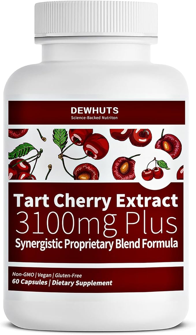 5 in 1 Tart Cherry Extract 3100mg with Bromelain & Chanca Piedra - Support Healthy Uric Acid Levels Already Within Normal Range, Joint Comfort, Non-GMO Vegan Gluten-Free, 60 Capsules