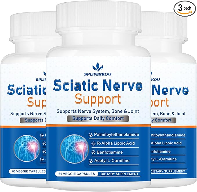 Sciatic Nerve Support Supplement, Advanced Sciatic Nerve Support Formula with Pea, Alpha Lipoic Acid, Benfotiamine, 180 Capsules