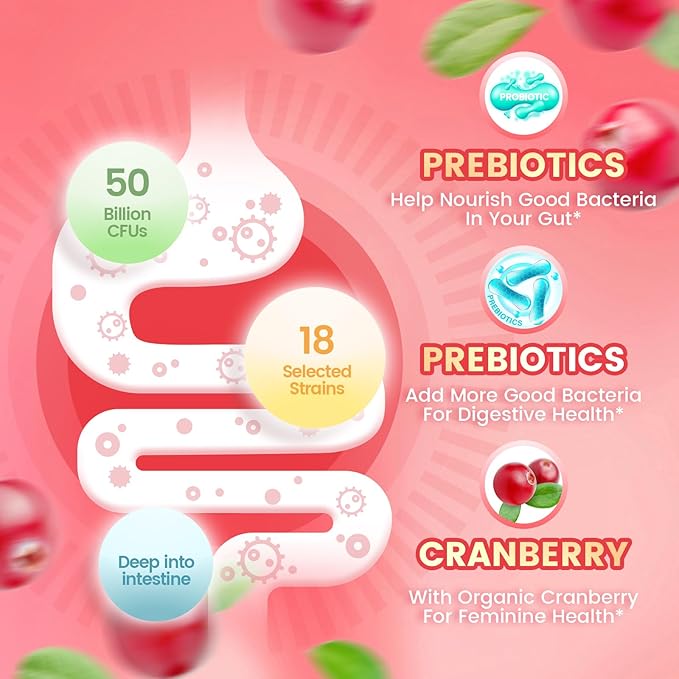 VivoNu Viginal Probiotic for Women, Women Probiotic Gummies, Feminine Balance Gummies, Cranberry Probiotics for Woman Vaginigal Health, Yeast Ph Balance| 60 Gummies