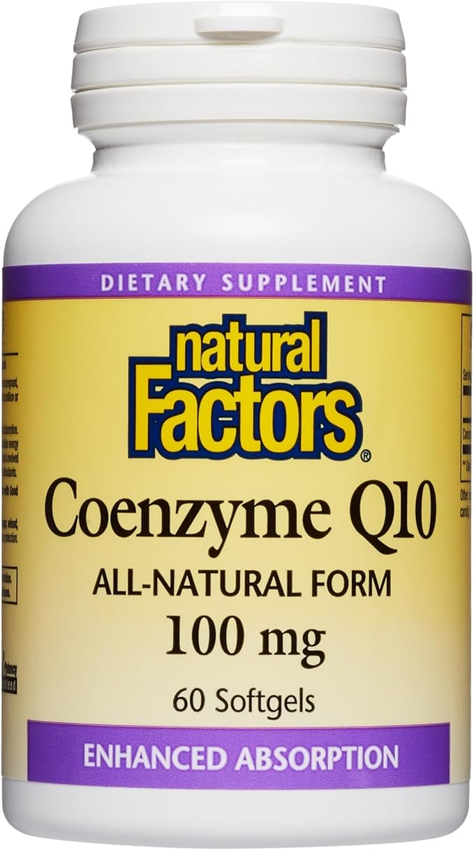 Natural Factors Coenzyme Q10 - Antioxidant Support Supplement Supports Cellular Energy Production - Better Absorption Aids Healthy Heart Function - 100 mg, 60 Softgels (60 Servings)