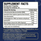 NMN Supplement 500 mg (Nicotinamide Mononucleotide) - 6-in-1 NAD Supplement with Quercetin | TMG | Resveratrol | Spermidine| Black Pepper Extract for Cellular Support 60 Capsules