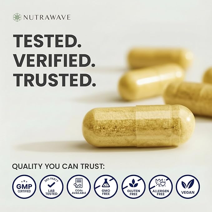 NEW Nutrawave Vitamin B Complex – Super B Vitamins for Women & Men with B1, B2, B3, B5, B6, B7, B9, B12, Choline & Inositol – Supports Energy & Nervous System – Non-GMO, Vegan – 60 Capsules