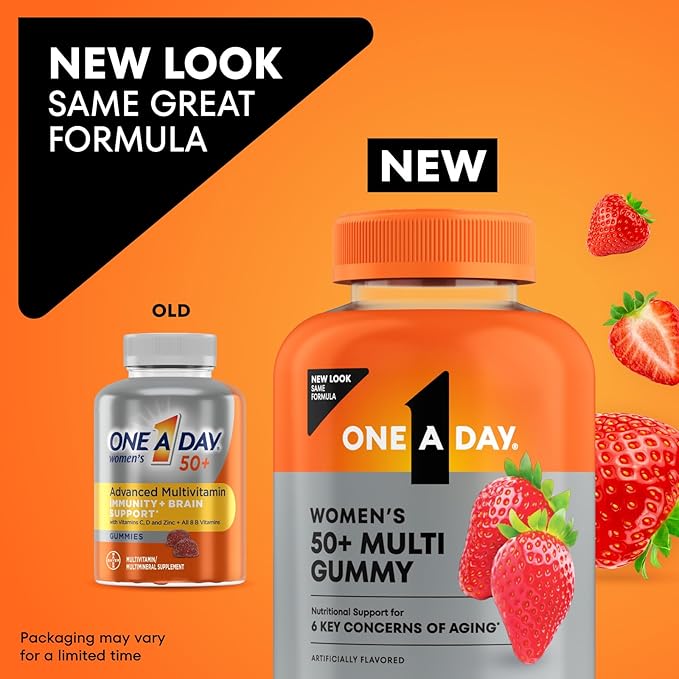 One A Day Multivitamin for Women 50 and Over, Women's Multivitamin Gummy 50 plus for Immune Support, Eye Health & Healthy Brain Function, Gummy Vitamins for Women 50 plus, 110 Ct (Packaging May Vary)