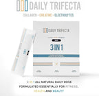 DAILY TRIFECTA 3-in-1 Collagen, Creatine & Electrolyte Stick Packs | Type I Collagen, Creatine Monohydrate, Zero Sugar | 30 Natural Single-Serve Packets | Strength, Hydration & Recovery (Grape)