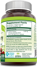 Herbal Secrets Tart Cherry 10:1 Standardized Extract Supplement | 1200 Mg Per Serving | 120 Veggie Capsules | Non-GMO | Gluten Free | Made in USA (1 Pack | 120)