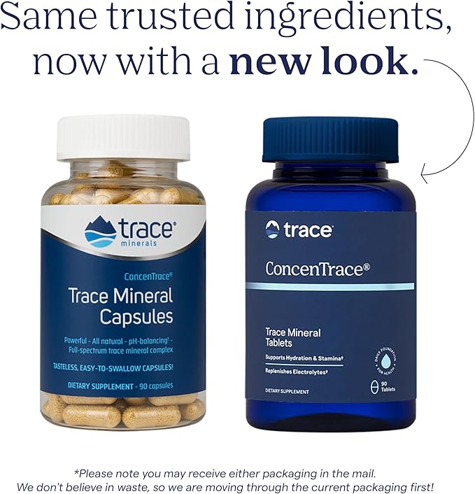 Trace Minerals ConcenTrace Trace Mineral Capsules - ConcenTrace Capsules for Overall Health - Bone Strength, Muscle Recovery & Energy Support - Gluten-Free & Vegan - 90 Count (30 Servings)