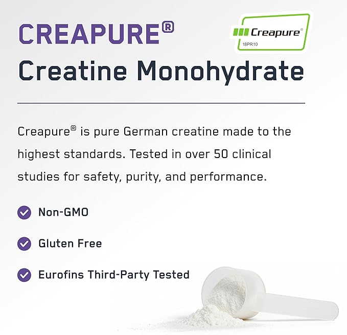 SteelFit Creapure Pure Creatine Monohydrate Powder for Men & Women, Grape - Flavored Creatine Gym Workout Supplements for Lean Muscle Gain, Brain Health & Strength Building - 30 Servings