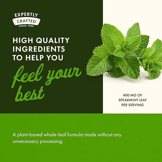Swanson Spearmint Leaf Full Spectrum Digestive Supplement for Digestive-Comfort-Seeking Adults - 400 mg Mentha Spicata (60 Capsules)
