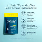 Bio.me Daily Prebiotic Fiber Lemonade with Electrolytes - 7g Per Serving - Soluble Fiber Supplement Powder for Women & Men - Digestive Health, Gut Health & Hydration - Sugar Free - 30 Servings