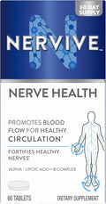 Nervive Nerve Health, Alpha Lipoic Acid, Fortify Nerve Health, Healthy Nerve Function, Healthy Blood Circulation, Supplement, Tablet, 60 Tablets