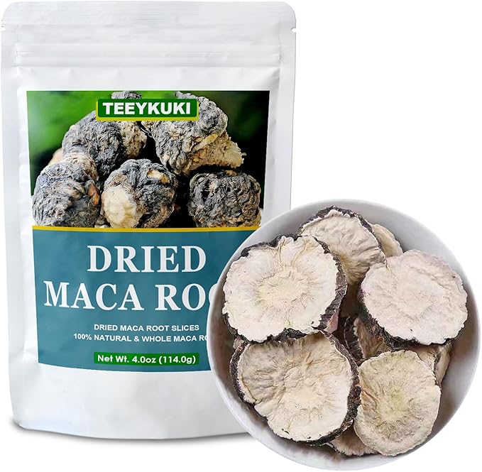 Natural Premium Black Maca Root Slices, Cut & Sifted, 4.0oz(114.0g), Premium Grade Dried Maca Root Slices, Non-GMO