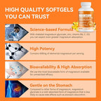 Magnesium Glycinate Supplement Softgels, Magnesium Glycinate 400mg with Zinc, Vitamin B6, C, D3, Pure Magnesium for Sleep, Calm, Muscle, Energy, Heart Support - 60 Vegan Capsules for Women & Men