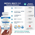 Power By Naturals Methyl Multi One – Iron-Free Methylated Multivitamin with 5-MTHF, Methyl B12 & CoQ10 – Methylation Support for Men & Women – Vegan, Non-GMO – 60 Capsules (2-Month Supply)