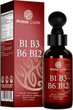 Prime Code Liquid Vitamin B1 Drops with Vitamin B3 B6 & B12 | B Complex Liquid Supplement | Thiamine Supplement for Adults | High Absorption | Immune Support | Non-GMO | Gluten-Free