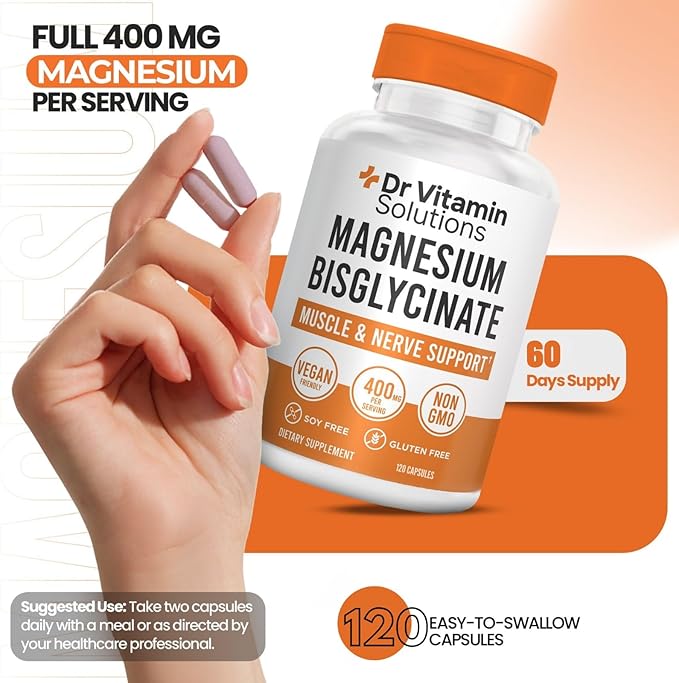 Magnesium Glycinate 400mg (Buffered Magnesium Bisglycinate Chelate) | Albion® Chelated Magnesium for Muscle & Nerve Support + Calm | High Absorption, Gentle on Stomach (1 Bottle, 120 Capsules)