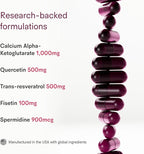 Tally Health Vitality Longevity Formula – Spermidine + Fisetin + Quercetin + Resveratrol + Calcium Alpha-Ketoglutarate | Supports Cellular Renewal, Healthy Aging, Energy & Autophagy | 120 Capsules