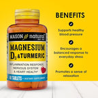 MASON NATURAL Magnesium & Vitamin D3 with Turmeric, 180,Day Supply, Dietary Supplement for Daily Wellness Support, 60 Tablets (Pack of 3)