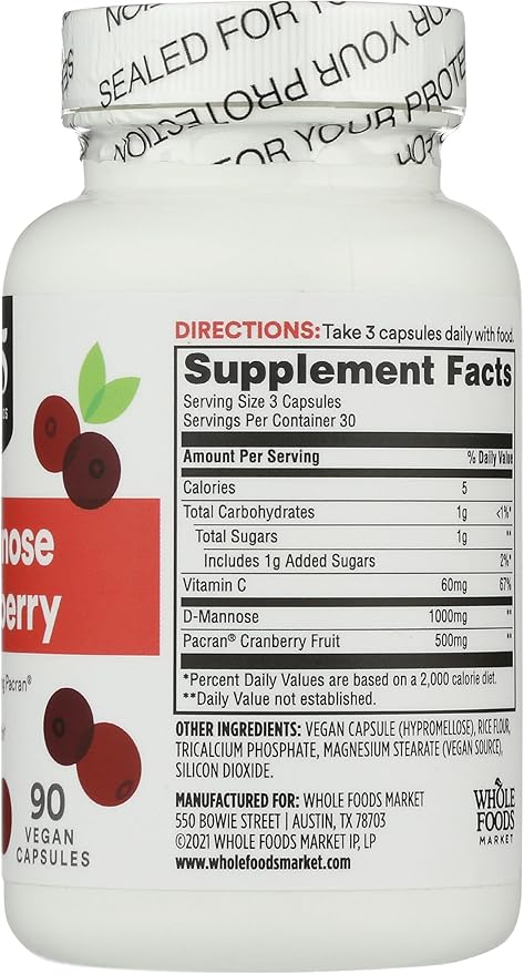365 by Whole Foods Market, D-Mannose With Cranberry, 90 Count