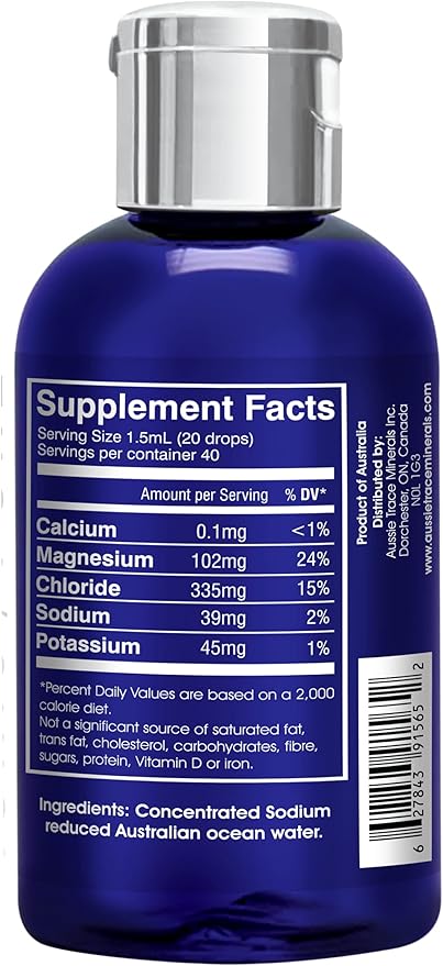 Aussie Trace Minerals - Magnesium Rich, Low Sodium, Complete Electrolyte Drops for Hydration, Energy & Recovery - 2oz / 60ml Liquid Supplement - Vegan, Keto Friendly