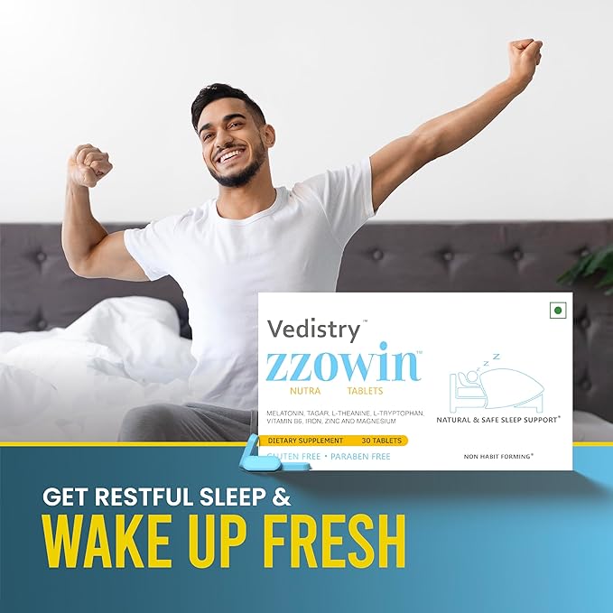 Zzowin Sleep Support Supplement – 5mg Melatonin, Valerian Root, Magnesium for Deep Sleep & Relaxation 30 Tablets | Natural Sleep Aid, Non-Habit Forming | Improve Sleep Quality | Pack of 1
