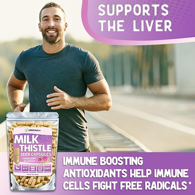 XPRS Nutra Milk Thistle Seed Capsules - 360 Count (6 Month Supply) Premium Milk Thistle Supplement Rich in Silymarin to Support the Liver and Digestion - Pure, Non-GMO Cardo Mariano Pills