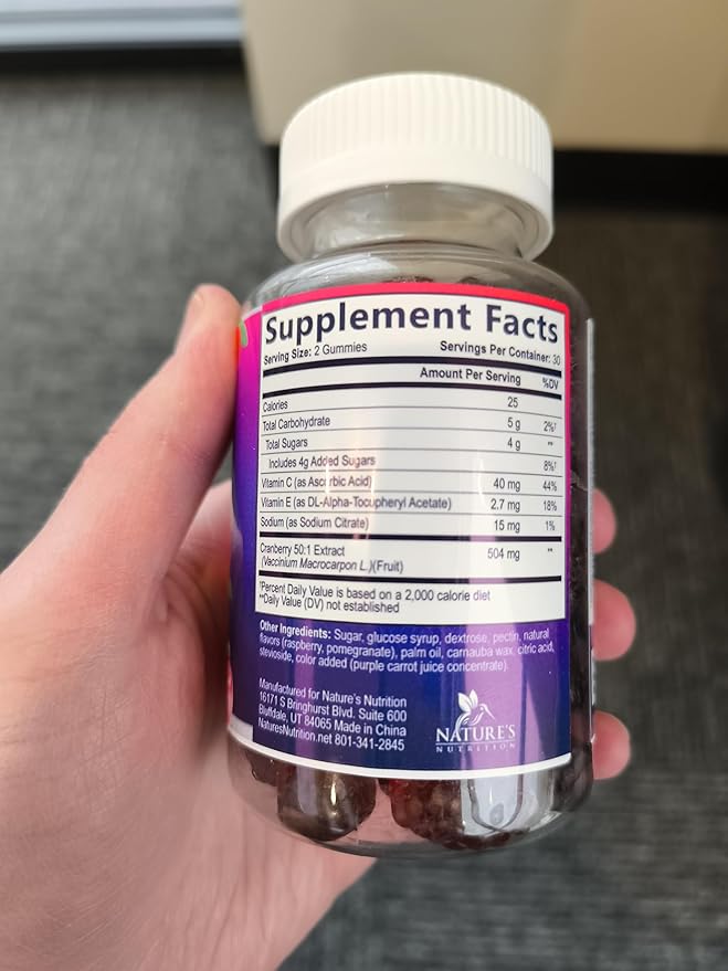 Cranberry Extract 504mg Per Serving - Cranberry Gummies for Urinary Tract Health Support - Helps Cleanse & Protect, Cran Berry Gummy Supplement + Vitamin C, Chewable Cran for Women - 60 Gummies