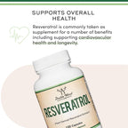 Resveratrol Supplement 500mg Per Serving, 120 Capsules (Resveratrol Polygonum Root Extract Providing 50% Trans Resveratrol) Healthy Aging Support by Double Wood (Pack of 2)