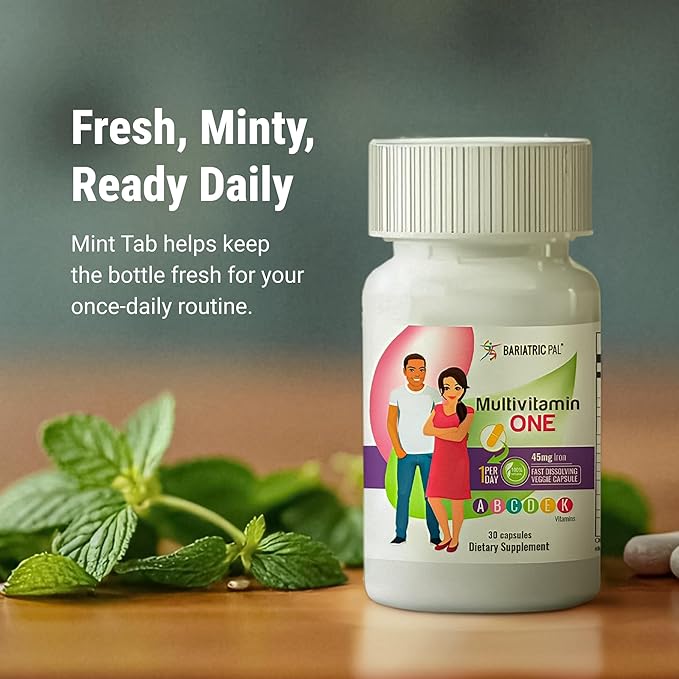 BariatricPal Multivitamin ONE 1 per Day! Bariatric Multivitamin Capsule with 45 mg of Iron | Easy to Swallow Capsule | Vitamin for Bariatric Surgery Patients | 30 Count (1 Month Supply)