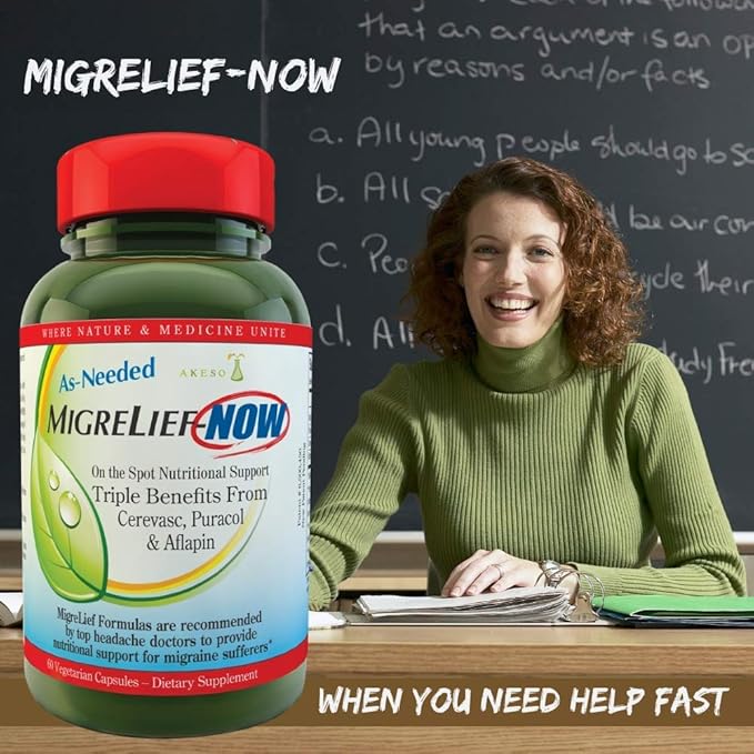 MigreLief-Now Fast-Acting Formula, As-Needed Nutritional Support for Migraine and Headache Sufferers - 60 Vegetarian Capsules