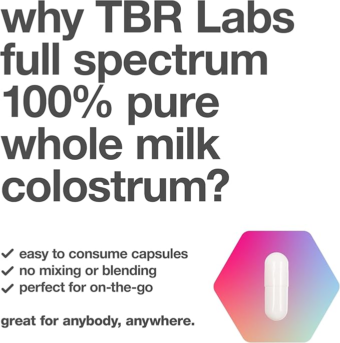 Pure Bovine Colostrum 180 Capsules - Antibiotic and Hormone Free - USA Sourced - All Natural - 100% First Milking