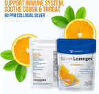 Silver Lozenges with Vitamin C - Premium Nano Silver 60 PPM Colloidal Silver, Organic Honey and Vitamin C Mineral Supplement Drops to Support Immune System, Soothe Cough & Throat - Pack of 4