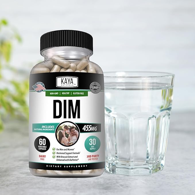 Kaya Naturals DIM Ultra | Supplement for Women and Men | Vegetable Capsules with Broccoli Extract & BioPerine | Herbal Supplement for Hormonal Support, Acne, Menopause, and Prostate – 60 Count
