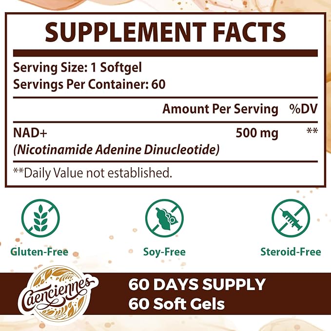 Liposomal NAD+ 500 MG Supplement, True NAD Plus Supplement, Superior Absorption, Boost NAD+ More Efficient Than Nicotinamide Riboside for Cellular Energy, Healthy Aging, 60 Serving