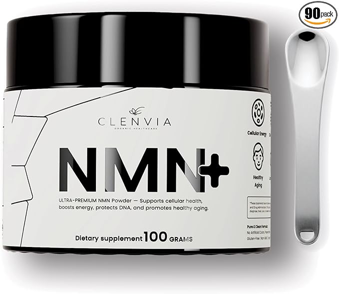 Ultra-Premium NMN Powder – 500mg per Serving – NAD⁺ Support, Cellular Energy & Healthy Aging – Vegan, Non-GMO, Lab Tested – 100g (200 Servings) + Stainless Steel Dosing Spoon