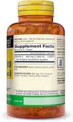 MASON NATURAL Vitamin E, 450 mg (1,000 IU), Daily Dietary Supplement with Essential Nutrient for Overall Wellness, 50 Softgels (Pack of 1)