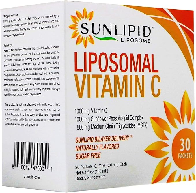 SunLipid Liposomal Vitamin C with MCT Oil, 30 Packets, 0.17 fl oz (5 ml) Each