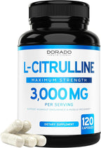 L Citrulline 3000mg Supplement (120 Capsules) Support L Arginine & Nitric Oxide Pills - L-Citrulline For Men & Women - Muscle Recovery & Pump Supplement - 3rd Party Tested, Vegan, Non-GMO - USA Made