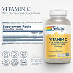 SOLARAY Vitamin C 1000mg with Bioflavonoids Concentrate - Vitamin C Capsules with Rose HIPS and Acerola Cherry - Antioxidant, Heart Health and Immune Support Supplement, Vegan, Non-GMO, 250 Servings